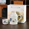 Alegre Tetera Pequeña de Cerámica Kiln Ru con Tapa, Taza de Cerámica de Gran Capacidad, Tetera de Oficina, Taza de Té