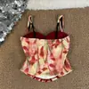 Camisola Floral para Mujer 2026 Nuevo Estilo Ropa Exterior Chica Popular Rojo Puro Deseo Tube Top Crop Top