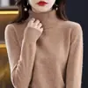 Suéter de Cuello Alto Grueso de Marca Genuina para Mujer, Versátil, Base, Lana, Ajuste Delgado, Holgado, Tejido de Cachemira