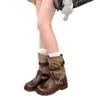 Botas de Caballero de Locomotora Occidental Hebilla de Cuero Tacón Grueso Botas Martin Mujer 2026 Estilo Coreano Nuevas Invierno Versátiles Botas con Plataforma Botines