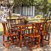Mesas y sillas de aluminio y bambú para exteriores, bambú simulado, adecuadas para barbacoas en el patio, camping, mesas de aluminio y bambú al aire libre, mercados, granjas y sombrillas de paja.