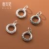 Anillo colgante Ruyi de plata 925 de 11 mm con diseño desgastado, ideal para hacer tú mismo, pulsera o anillo, accesorios de cuerda trenzada hechos a mano 1407