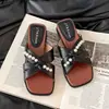 Sandalias de Malla Modernas que Combinan con Faldas, Versátiles y Frescas, Chanclas de Moda de Una Tira Antideslizantes de Fondo Bajo para Mujer 2026