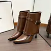 Botines de Cuero Suave Apilados Estilo Vaquero para Mujer 2026 Otoño Invierno Botas de Caballero Hebilla de Remache Punta Puntiaguda Tallas Grandes Botas para Mujer
