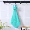 Toalha de Mão de Coelho de Desenho Animado, Pendurável para Crianças, Cozinha, Fleece de Coral, Pequena Quadrada, Toalha de Mão para Banheiro Atacado, Secagem Rápida