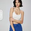 Top de tirantes finos para fitness y yoga con almohadillas en el pecho integradas, sujetador deportivo de copa fija