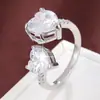 Anillo de Zirconia en Forma de Corazón con Piedras Preciosas de Colores de Moda, Accesorio de Moda de Gama Alta, Popular en Ventas en Vivo en Redes Sociales, Anillo de Moda Transfronterizo
