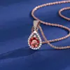 Xiaohongshu Kuaishou Douyin Influencer En Vivo Collar Chapado en Plata Piedra de Alto Carbono Diamante Cuadrado Lágrima Forma de Pera Colgante para Mujer Venta al por Mayor