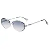 S33417 Gafas de Sol Irregulares Sin Marco Lentes Degradados Marco Delgado de Metal Gafas de Sol Anti-UV Gafas de Sol de Moda