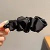 Pinza banana de satén plisado estilo francés para recogidos de mujer, pasador grande para coletas altas, pinza de agarre vertical con un toque de alta gama