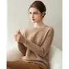 Suéter de outono e inverno macio e amigo da pele, gola redonda, 100% cashmere, para mulheres, cor sólida, quente, manga longa, camada base de tricô versátil