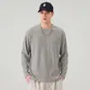 Suéter de malha de cor sólida com costela vertical estilo old money vintage para homens, novo modelo primavera e outono 2026, top elegante de caimento solto