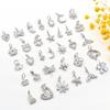 Colgante de Pulsera Chapado en Oro Blanco con Retención de Color Circonita Micro-engastada Luna Estrella Corazón Colgante de Collar DIY Accesorios con Cuentas