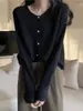 Suéter holgado estilo coreano abrigo para mujer Primavera y Otoño nuevo color liso ajustado adelgazante manga larga suave pegajoso tejido cárdigan top