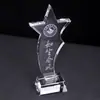 Pujiang cristal gran curva estrella cinco puntas trofeo cristal personalizado transparente medalla honor letras fábrica venta al por mayor