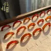Anillo de Ágata Brasileño Natural Anillo de Mano para Correr Anillo de Jade Calcedonia Par de Anillos Suministro de Bienestar para Transmisión en Vivo