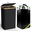 Cesta de armazenamento de bambu com tampa cesta de armazenamento de garrafa de reciclagem removível lata de lixo Cozinha casa dobrável caixa de reciclagem
