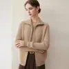 Nuevo Chaleco de Cachemir Otoño e Invierno para Mujer Cuello Semi-Alto Cremallera Doble Textura de Punto Sin Mangas Cárdigan Top Suéter