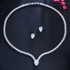 Collar Ins Gota de Agua Simple Zirconio Escote en V Cadena Hueso de Serpiente Pendientes Adelgazantes Set Nupcial Femenino Boda de Oriente Medio Novia