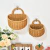 Cesta de almacenamiento para cebolla, jengibre y ajo tejida a mano para cocina, cesta de almacenamiento montada en la pared trasera del baño, cesta de pared, cesta de imitación de ratán