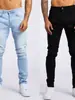 TEMU Jeans de mezclilla nuevos para hombre europeos y americanos AliExpress transfronterizos estilo ins corte ajustado alta elasticidad jeans pitillo para hombre en azul claro