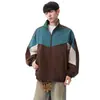 Jaqueta Gola Alta Masculina, Nova Estilo Primavera e Outono 2026, Color-Blocking, Toque de Luxo, Caimento Solto, À Prova de Vento, Jaqueta Casual Tendência de Marca