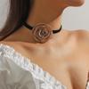 Transfronteiriço Chanel Chá Luz Curry Jantar Flor Lace-up Colar gargantilha Rosa Colarinho Colar Cadeia de Pescoço