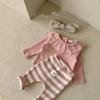 Ropa de Bebé Estilo Coreano Primavera y Otoño Versátil y Cómodo Leggings Bebé Color Puro Rayado Casual Pantalones para Bebés y Niños Pequeños