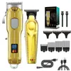Conjunto de Aparador de Pelos Multifuncional Elétrico, Aparador de Cabelo Masculino, Lâmina em T, Aparador de Cabelo Sem Fio com Display LED