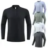 Suéter Delgado de Secado Rápido con Cuello Medio Cremallera de Manga Larga para Hombre, Top para Correr al Aire Libre de Otoño e Invierno