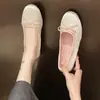 Bailarinas Redondas Estilo Francés con Lazo para Mujer, Zapatos Azules de Verano, Zapatos Planos Slip-On de Estilo Suave, Zapatos de Abuela