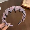 Faixa de cabelo com ondas de pérolas brilhantes estilo francês para mulheres, tiara de coroa alta, acessório de cabelo com dentes, antiderrapante, presilha de cabelo para uso externo, acessório de cabelo