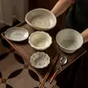 Juego de vajilla de cerámica rústica para una persona, juego de cuencos y platos de cerámica vintage para uso doméstico, en stock al por mayor para uso en casas de huéspedes