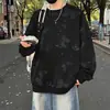 Sudadera gruesa de estilo americano, moderna, versátil, para otoño e invierno, con estampado digital, cuello redondo, forro polar, manga larga, capa base, prenda exterior para mujer