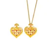 Loja de Ouro Puzuo Mesmo Estilo Ouro Areia Acessórios DIY Pingente de Coração Vazado Cravejado de Diamante Nova Chinoiserie Corrente para Clavícula Pingente de Luxo Acessível