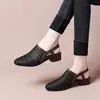 Sandalias tejidas caladas de tacón bajo, Novedad Verano 2026, Sandalias versátiles cómodas de punta redonda para mujer