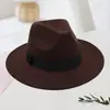 Novo Chapéu de Coco de Lã com Aba Reta Chapéu de Coco de Topo Personalizado Retrô Britânico Chapéu de Jazz Cor Sólida Francês Elegante Chapéu de Lã Quente