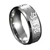 Anillo Popular Transfronterizo de Acero de Titanio con Letra Inglesa, Letra Grabada Jesús que No se Desvanece, Joyería de Anillo de Fe