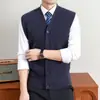 Colete Cardigan Masculino Yingao Estilo Old Money Engrossado Outono Inverno Novo Quente Camada Base de Negócios para Meia-Idade