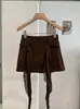 KEKEZOON Bufanda de Seda Retro Chic Gamuza Cintura Alta Adelgazante Anti-Exposición Falda Corta para Mujer 9155