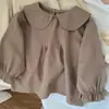 ¡Exquisito y elegante! Colección de otoño 2026 estilo coreano: tops de moda estilo muñeca para niñas pequeñas, camisetas de manga larga de algodón puro para niños pequeños y bebés