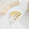 Anillo de Acero Inoxidable con Circonita Marquise, Estilo Europeo y Americano, Anillo de Pareja de Acero de Titanio de Alta Gama, Venta al por Mayor de Joyería en Stock