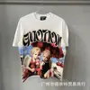 Marca Americana da Moda Tops de Verão para Casal Estampado com Strass Emoção Mista Camiseta de Manga Curta Ins
