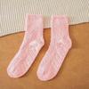 Calcetines de Felpa de Coral para Mujer de Otoño e Invierno Transfronterizos Color Sólido Calcetines con Puntos Antideslizantes Calcetines de Rizo Cálidos Calcetines para el Hogar