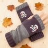 Guantes de Punto Cálidos y de Moda para Mujer de Otoño e Invierno, Guantes Cálidos para Exteriores de Medio Dedo con Hilo Acrílico y Diseño de Bloques de Color, Transfronterizo