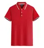 Nueva polo de manga corta de algodón peinado de 210 g con doble ribete y cuello de contraste, adecuada para uniformes corporativos, ropa de trabajo para equipos y estampado de logotipos
