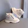 Sapatos de Inverno Infantis 2026, Botas Martin Infantis, Botas de Cano Curto de Couro Grossas para Meninos, Botas de Neve Quentes com Forro de Lã para Meninas, Impermeáveis
