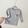 Camiseta de Manga Larga para Niños y Niñas de Primavera y Otoño, Camiseta Base de Canalé con Estampado de Dibujos Animados Estilo Coreano de Moda para Bebés y Niños