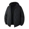 Nueva Chaqueta de Algodón Acolchada de Diamantes con Capucha para Hombre, Azul Oscuro, Engrosada, Bloqueo de Temperatura, Ropa Exterior de Protección contra el Frío, Múltiples Colores, Dropshipping