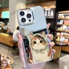 Capa de Celular Espelho de Gatinho Fofo para Estudantes Adequada para Iphone14/15Plus, Espelho de Maquiagem Apple 18Pro para Meninas
